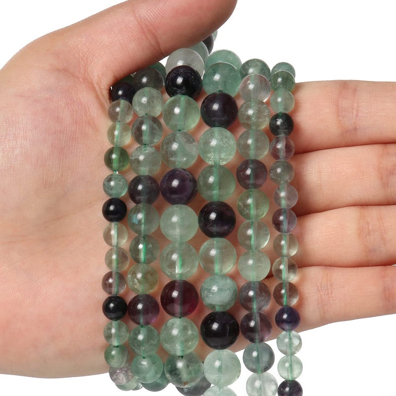 Xilitata 35pcs 10mm Natural Stone Beads Fluorite Beads Crystal Gemstone for Jewelry Making  DIY Bracelet Necklace - Image 3